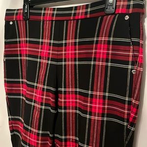 Anne Klein red/black tartan ponte pants